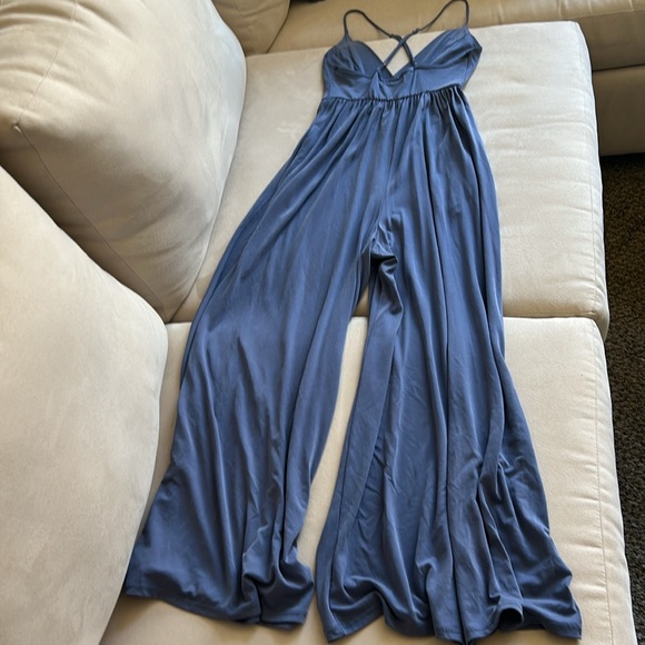 Urban Outfitters Blue Jumpsuit Tuta UO Blu Molly Cupro Culotte Women’s Size XS‎ - Picture 4 of 11